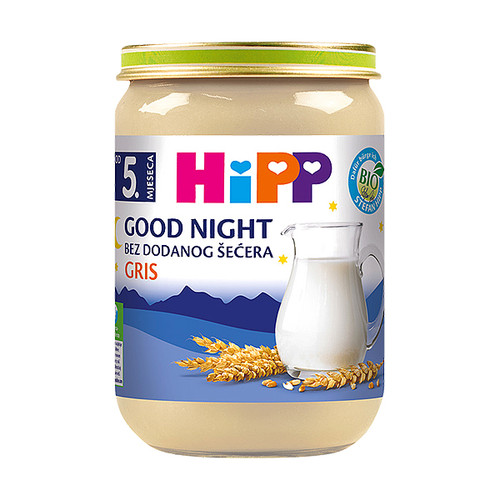 Hipp Good Night mliječna kašica - Gris 190 g, rok upotrebe 30.11.2026.