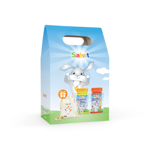 Salvit Kids Back To School paket, vitamini za imunitet, 2 x 60 žele bombona + Igračka 