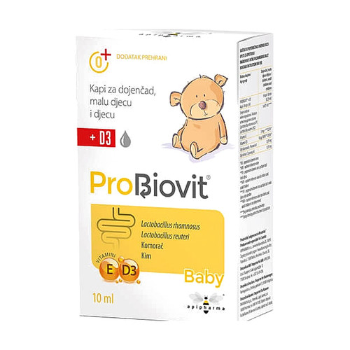 Apipharma ProBiovit Baby kapi + Vitamin D3 10 ml, rok upotrebe 8.7.2026.
