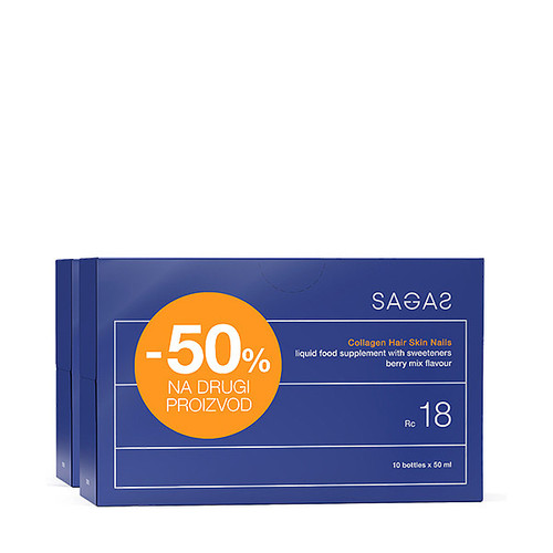 Sagas Rc 18 Collagen Hair Skin Nails kolagen za kožu, kosu i nokte, 2 x 10 ampula, rok upotrebe 30.11.2026.