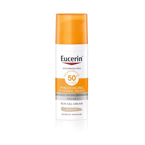 Eucerin Sun Photoaging Control tonirana gel-krema za lice SPF 50+, Medium, 50 ml