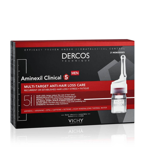 Vichy Dercos Aminexil Clinical 5 Ampule protiv ispadanja kose za muškarce, 21x6 ml  Vichy Dercos Aminexil Clinical 5 Ampule protiv ispadanja kose za muškarce, 21x6 ml