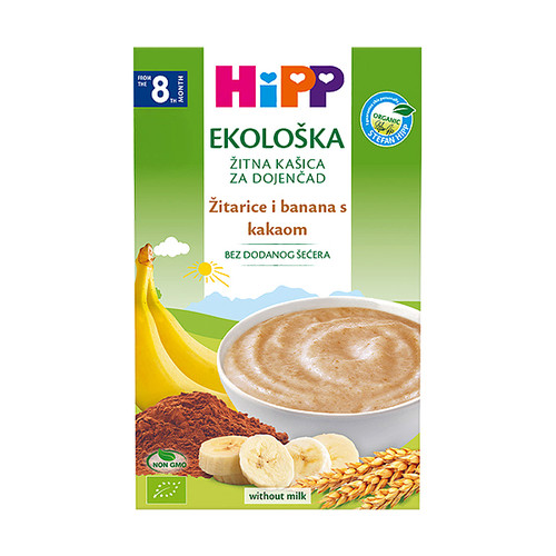 HIPP BIO žitna kašica - žitarice i banana s kakaom 200g 2894