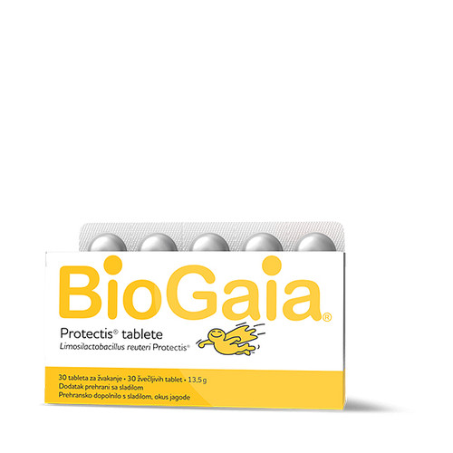 Biogaia Protectis tablete za žvakanje okusa jagode 30 tableta