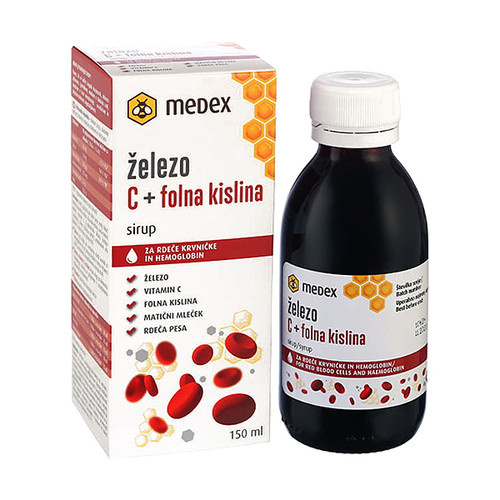 MEDEX SIRUP ŽELJEZO + VITAMIN C + FOLNA KISELINA 150 ML
