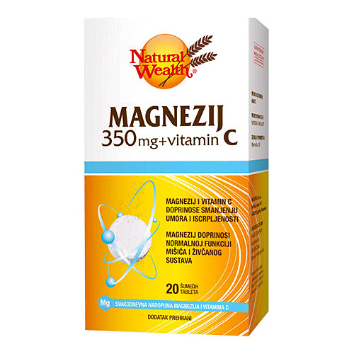 NATURAL WEALTH MAGNEZIJ 350 MG + VITAMIN C ŠUMECE TABLETE A20 