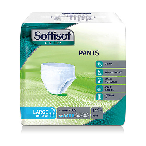 SOFFISOF AIR DRY PLUS pelene gaćice za odrasle, 14 kom