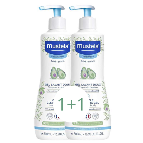 Mustela Gel za kupanje beba za osjetljivu kožu, 500 ml 1 + 1 GRATIS 