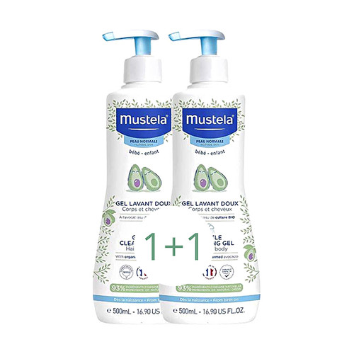 Mustela Gel za kupanje beba za osjetljivu kožu, 500 ml 1 + 1 GRATIS