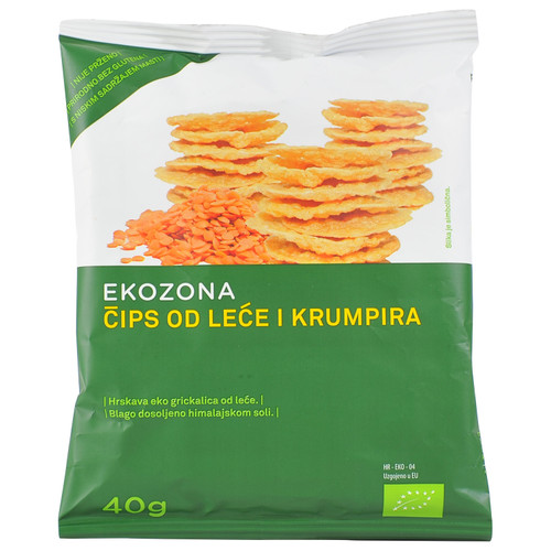 EKOZONA BIO Čips od leće i krumpira sa soli, 40g EKOZONA BIO Čips od leće i krumpira sa soli, 40g