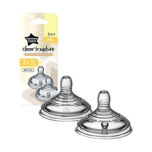 TOMMEE TIPPEE SILIKONSKI SISAČ 3M+, SREDNJEG OTVORA, 2 KOMADA