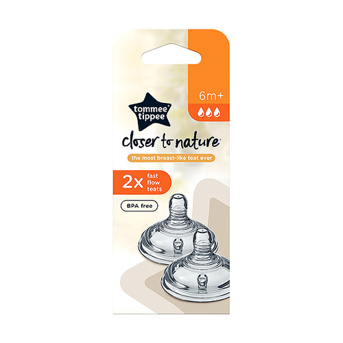 TOMMEE TIPPEE SILIKONSKI SISAČ 6M+, VELIKOG OTVORA, 2 KOMADA