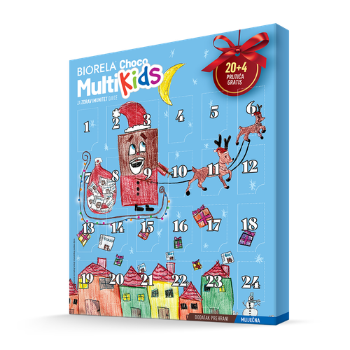 BIORELA Choco Multi Kids adventski kalendar, A20+4 gratis