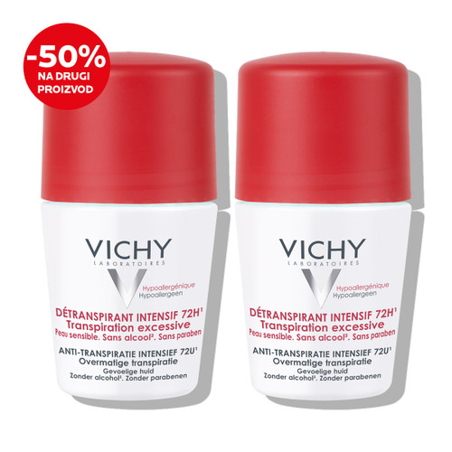 Vichy Deo-Duo paket:Anti-stres roll-on dezodorans protiv prekomjernog znojenja do 72h