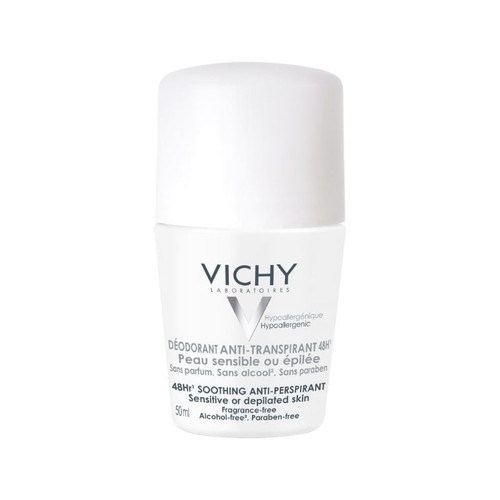 Vichy Roll-on Dezodorans za 48-satnu regulaciju znojenja, za osjetljivu i depiliranu kožu, 50 ml  Vichy Roll-on Dezodorans za 48-satnu regulaciju znojenja, za osjetljivu i depiliranu kožu, 50 ml