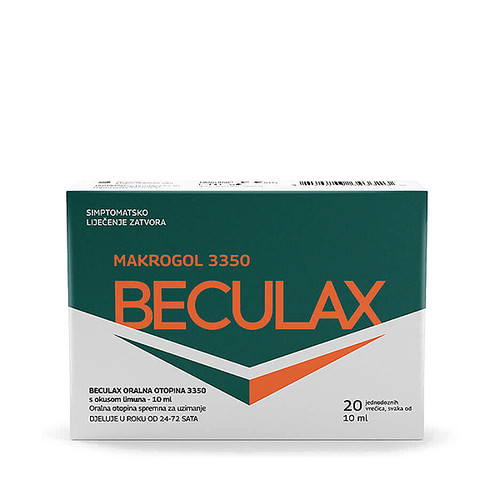 Beculax Makrogol 3350 oralna otopina 20 × 10 ml