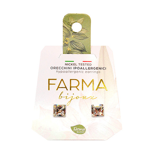 Farma Bijoux Hipoalergene naušnice CRYSTAL CARRE 6 mm
