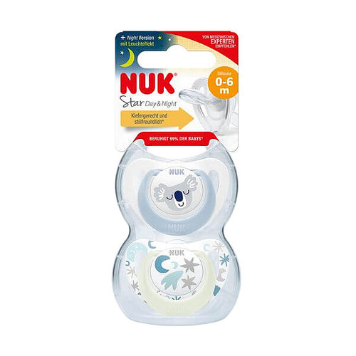 NUK Silikonska duda varalica Star Day & Night 2 komada