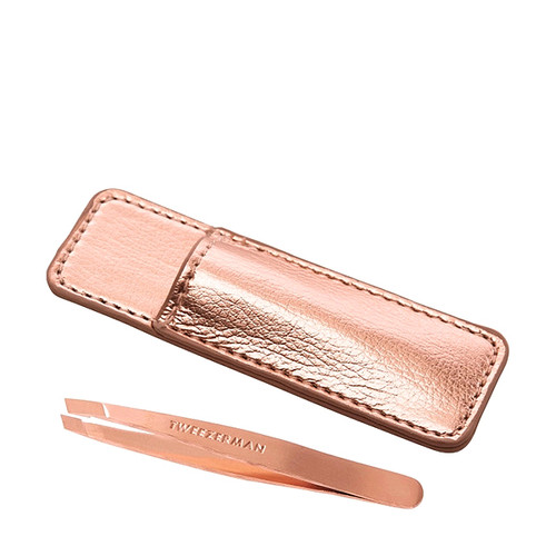 Tweezerman Set Mini pinceta kosi vrh Rose Gold + Etui