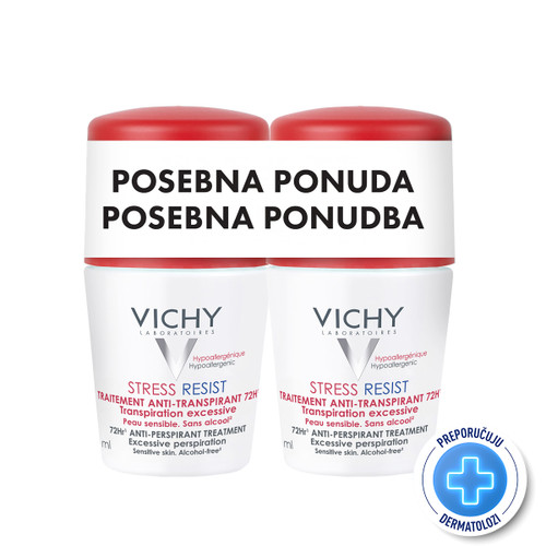Vichy Roll-on Stress Resist dezodorans za zaštitu od znojenja do 72 h Duo 2 x 50 ml