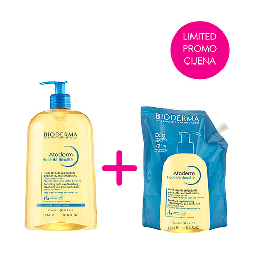 Bioderma Atoderm ulje za čišćenje tijela 1000 ml + Refill 1000 ml