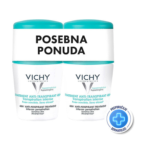 Vichy Roll-on Dezodorans protiv znojenja do 48h, 2 x 50 ml