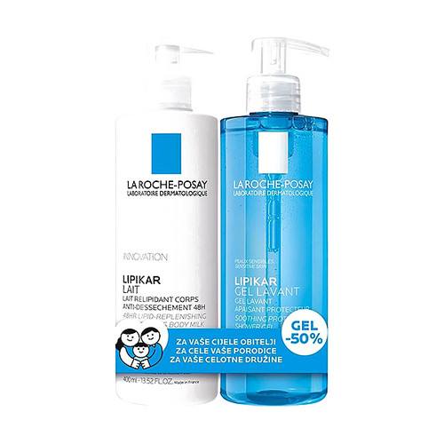 La Roche-Posay Lipikar paket hidratantno mlijeko i gel za pranje za suhu kožu