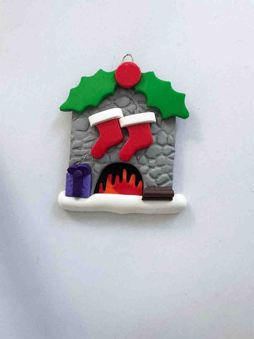 Stone Fireplace 2 Stockings