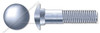 1/2"-13 X 10-1/2" Carriage Bolts, Round Head, Square Neck, Part Thread, A307 Steel, Zinc