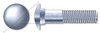 1/2"-13 X 11-1/2" Carriage Bolts, Round Head, Square Neck, Part Thread, A307 Steel, Zinc