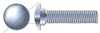 #10-24 X 2" Carriage Bolts, Round Head, Square Neck, Full Thread, A307 Steel, Zinc