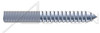 #10-24 X 3" Hanger Bolts, Full Thread, Steel, Zinc Plated