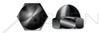 1/2"-13 Acorn Cap Dome Nuts, Closed End, Low Crown, Steel, Black Oxide