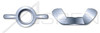 7/16"-14, Wing Spread=1-7/8" Wing Nuts, Type "A", Cold Formed, Full Body, Steel, Zinc Plated