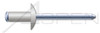 1/8", Grip=0.03"-0.06" Blind Rivets, Dome Head, Aluminum Body / Steel Pin