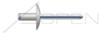 1/8", Grip=0.18"-0.25" Blind Rivets, Dome Head, Aluminum Body / Steel Pin, Large Flange