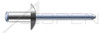 1/4", Grip=0.37"-0.50" Blind Rivets, Stainless Steel Body / Steel Pin, Dome Head