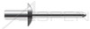 1/8", Grip=0.06"-0.12" Blind Rivets, Dome Head, Stainless Steel Body / Stainless Steel Pin, Closed End