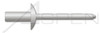 3/16", Grip=0.18"-0.25" Blind Rivets, Aluminum Body and Pin, Dome Head, Closed End