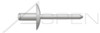 5/32", Grip=0.12"-0.18" Blind Rivets, Aluminum Body and Pin, Dome Head, Large Flange
