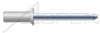 1/8", Grip=0.18"-0.25" Blind Rivets, Countersunk Head, Aluminum Body / Steel Pin, Closed End