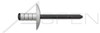 3/16", Grip=0.500"-0.781" Dome Head, Multigrip Rivets, Aluminum Body / Steel Pin, Large Flange, Black Phosphate Coated Pin
