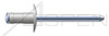 1/8", Grip=0.125"-0.312" Multigrip Rivets, Aluminum Body / Steel Pin, Low Profile, Zinc Plated Pin