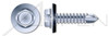 #14 X 1/2" Sheet Metal Self Tapping Screws with Drill Point, Indented Hex Washer Head with Sealing Washer, Steel, Zinc Plated and Baked