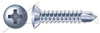 #10 X 1/2" Self-Drilling Screws, Oval Undercut Phillips Drive, Steel, Zinc Plated and Baked