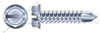 #10 X 1/2" Sheet Metal Self Tapping Screws with Drill Point, Indented Hex Washer Head with Slotted Drive and Locking Serrations, Steel, Zinc Plated and Baked