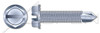 1/4"-20 X 1-1/4" Sheet Metal Self Tapping Screws with Drill Point, Indented Hex Washer Head with Slotted Drive and Locking Serrations, Zinc Plated Steel, A/F=7/16", Machine Screw Threading