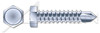 #10 X 1-3/4" Self-Drilling Screws, Indented Hex Head, Steel, Zinc Plated and Baked