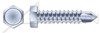 #14 X 2-1/2" Self-Drilling Screws, Indented Hex Head, Steel, Zinc Plated and Baked