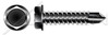 #12 X 1-1/2" Sheet Metal Self Tapping Screws with Drill Point, Indented Hex Washer Head, Black Oxide Coated Steel